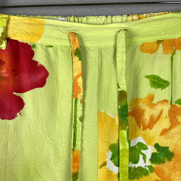 Jams World Pope Pants Womens Medium Floral Cropped Crinkle Pull On Hawaiian - Picture 5 of 16
